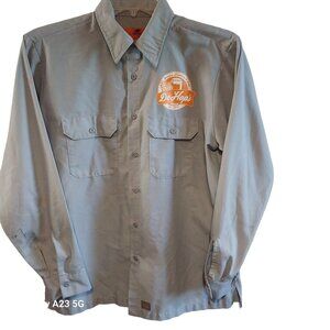 Red Kap Mens Light Blue Button-Up Work Shirt With DeHops Brewing Logo